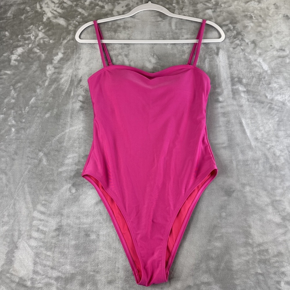 Relleciga Italy One Piece Swimsuit Women's M Hot Pink Cheeky Bandeau Sexy (1211)